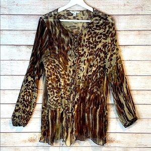 CAbi leopard sheer blouse XL